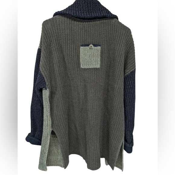 Margaret Winters Classic Colorblock Chunky Knit Sweater Cardigan Size Large - Picture 2 of 9